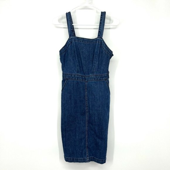 Universal Thread Denim Dress Blue Jean Sleeveless Pockets - Picture 2 of 11